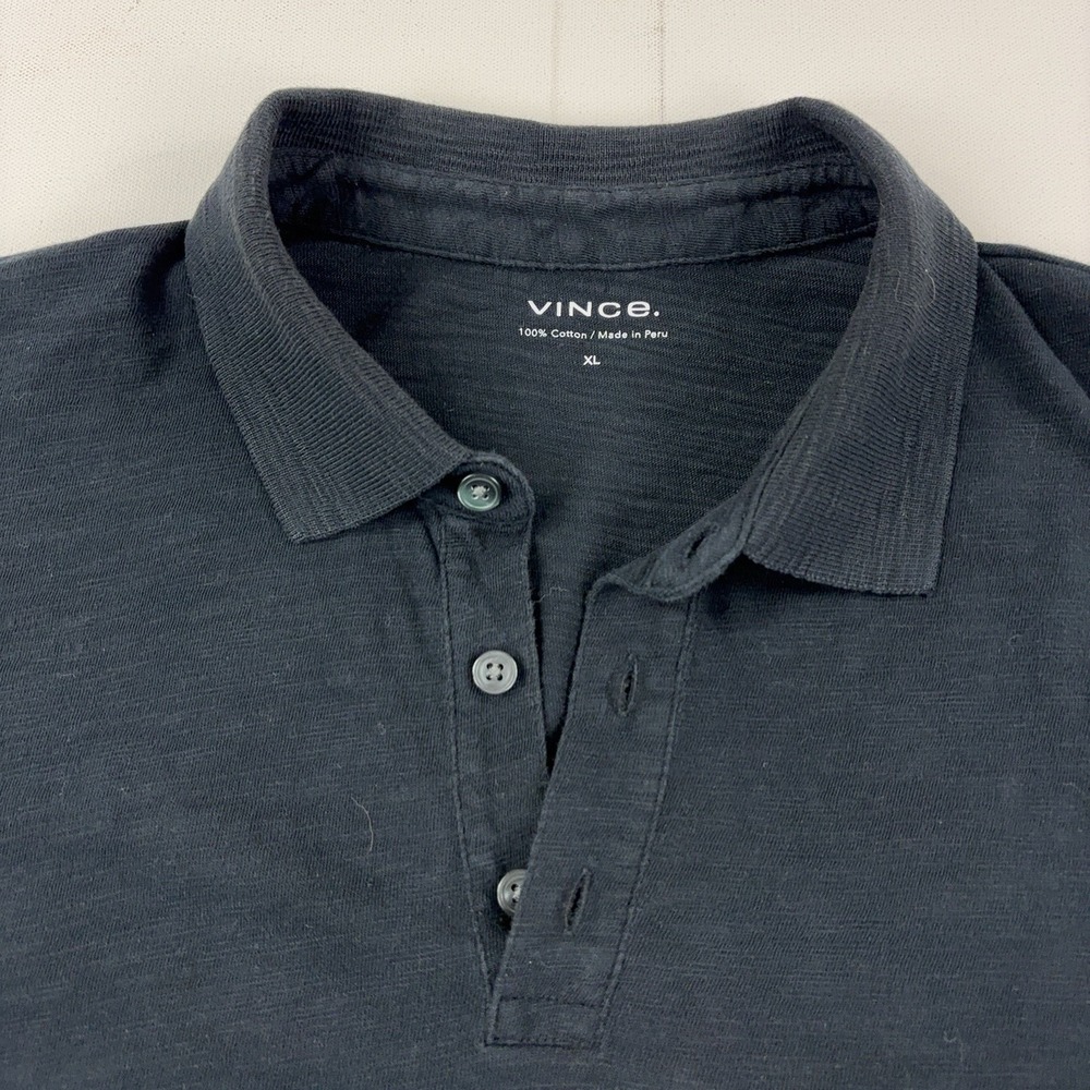 Vince Polo Shirt Mens XL Black Cotton Jersey Lightweight Casual Short Sleeve